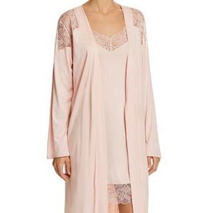 NWT HANRO Fleur Silk Blend Robe Pink XL/16-18
